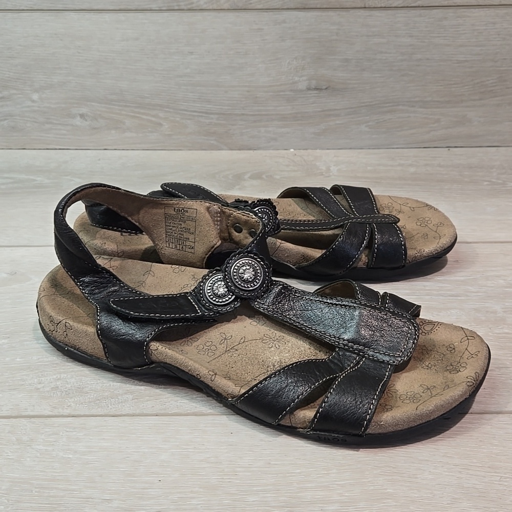 Taos Womens Paradise Leather Hook&loop Sandals shoes sz 9